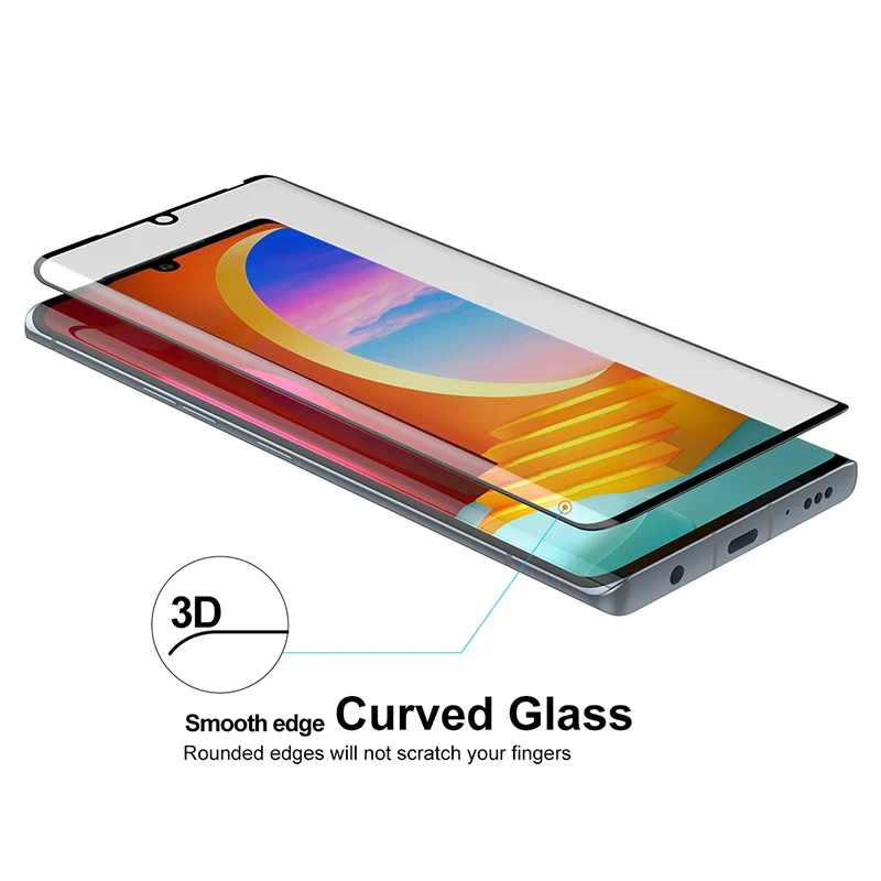 5PCS 3D Curved Black edge Glue Glass For LG velvet 2 pro wing arrows nx9 Sharp aquos R6 zero2 Tempered Glass Screen Protector