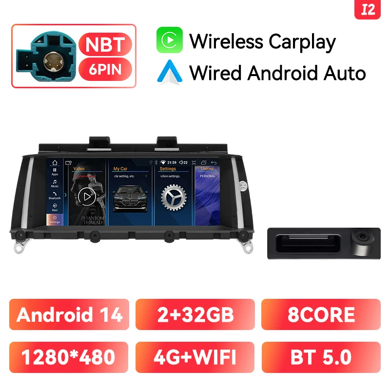 Draadloze Carplay Android 14 Auto Autoradio Voor Bmw X3 F 25 X4 F26 Cic Nbt Navigatie Ips Scherm Headunit 8Core 6G + 128Gb Gps Stereo