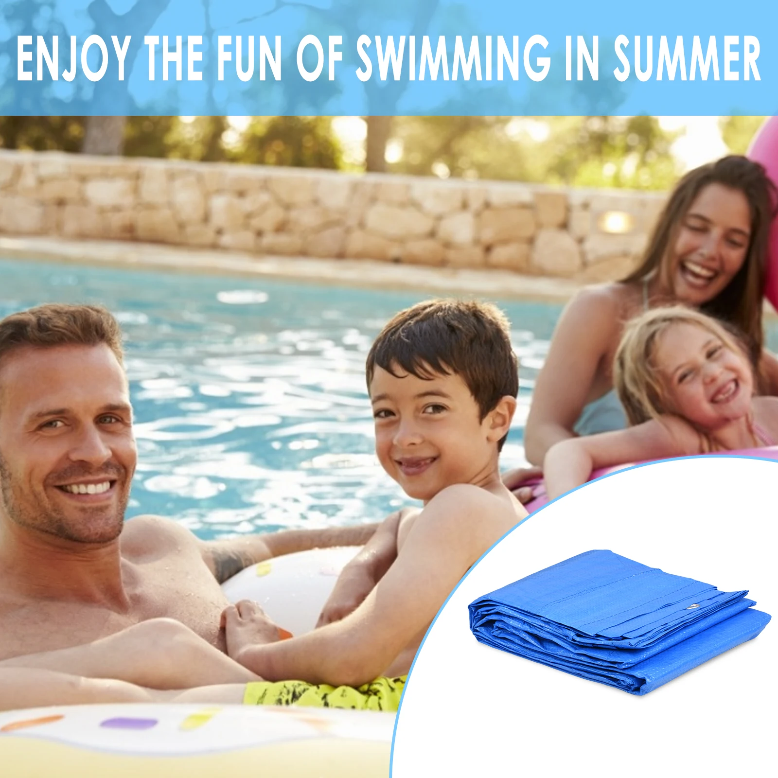 

Swimming Pool Cover, Rectangular Round Inflatable Pool Cover Cloth UV-Resistant Garden Outdoor Paddling Family Pools Protector