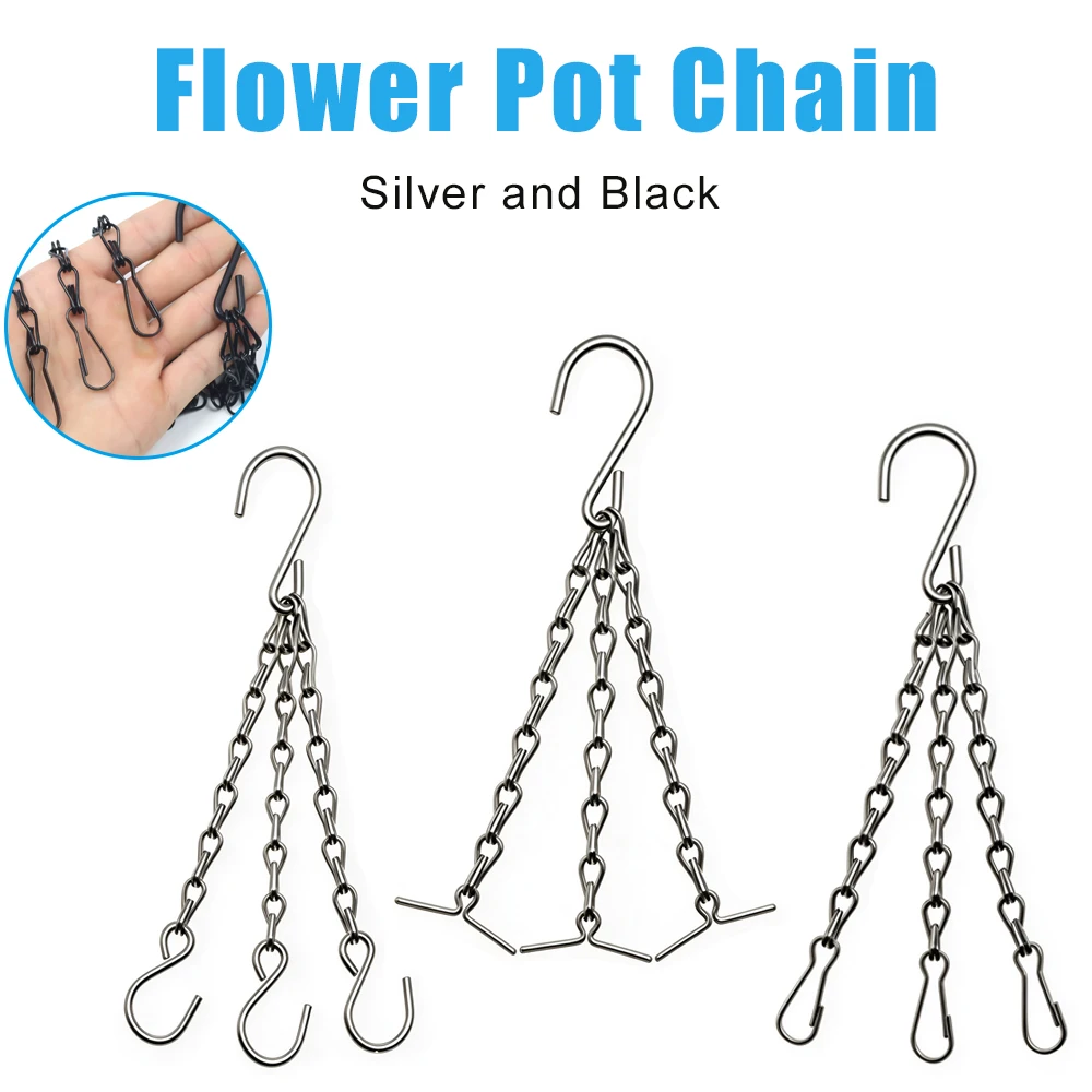 Three Anti Rust Outdoor Flower Bed Basket Chains Succulent Plant Garden Terrace Metal Hooks With Hanging Chains