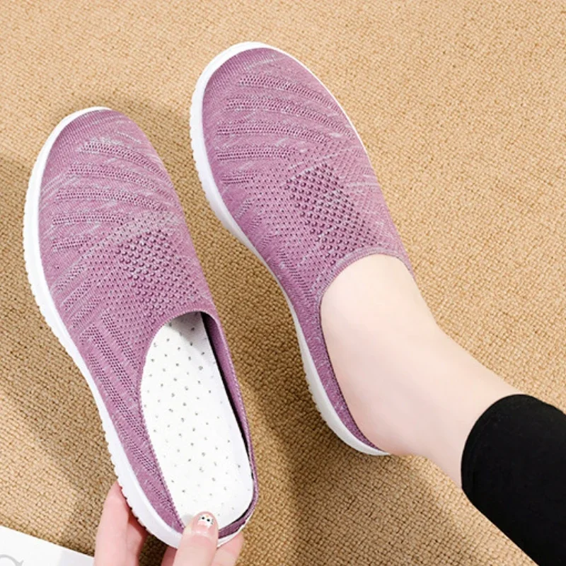 Women New Breathable Slippers Mesh Soft Sole Non-slip Casual Lightweight Solid Colour Shoes Solid Colour Comfortable Sandals