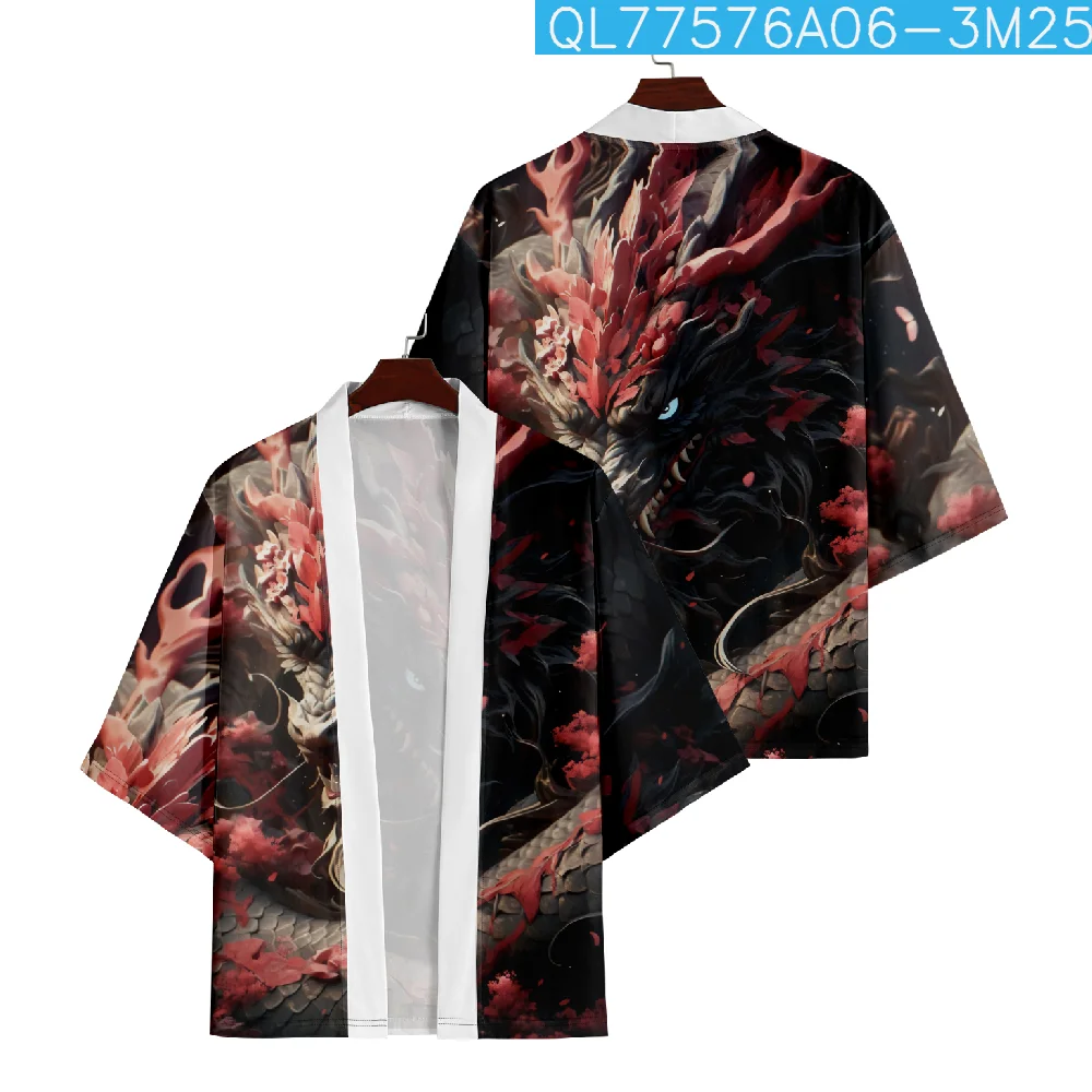 

Chinese Dragon Print Traditional Kimono Japanese Style Women Men Streetwear Beach Cardigan Top Fashion Cosplay Haori Shirts