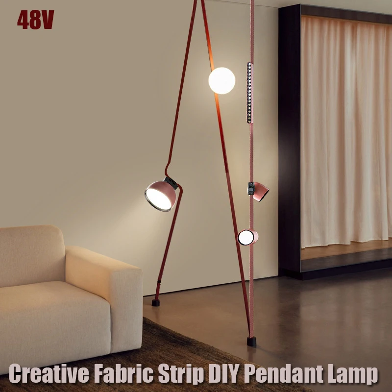 

Modern Creative Fabric Strip DIY Pendant Lamp Artistic Woven Linear Lighting Hotel Living Room Store Designer Home Decor Light