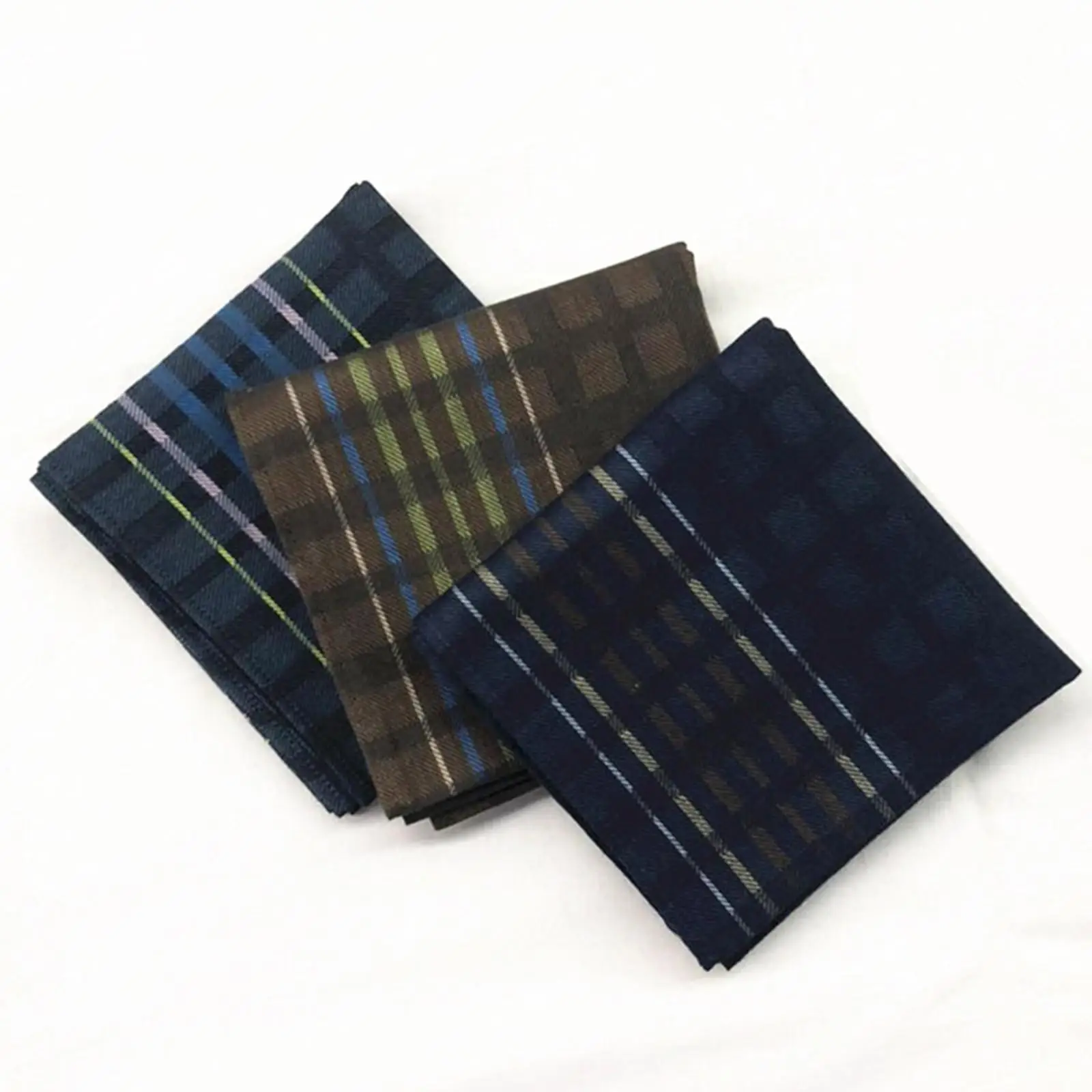 

3 Pack Plaid Print Handkerchiefs Cotton Pocket Square Gift Set 43x43cm