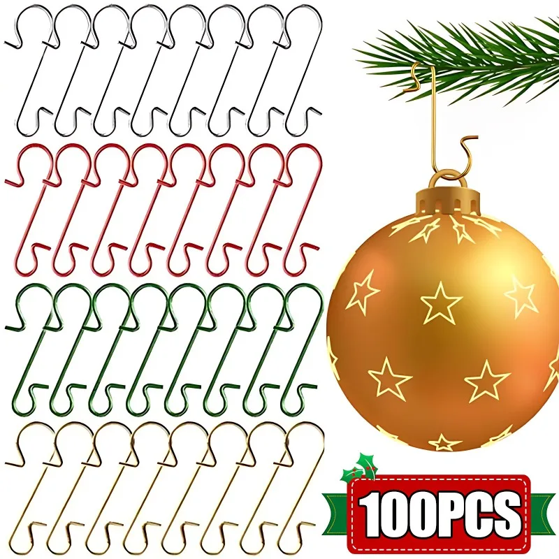 10/100Pcs S-Shaped Christmas Hook DIY Xmas Tree Pendant Christmas Decoration Doll Hook For Home Party Baby Bedroom Accessories