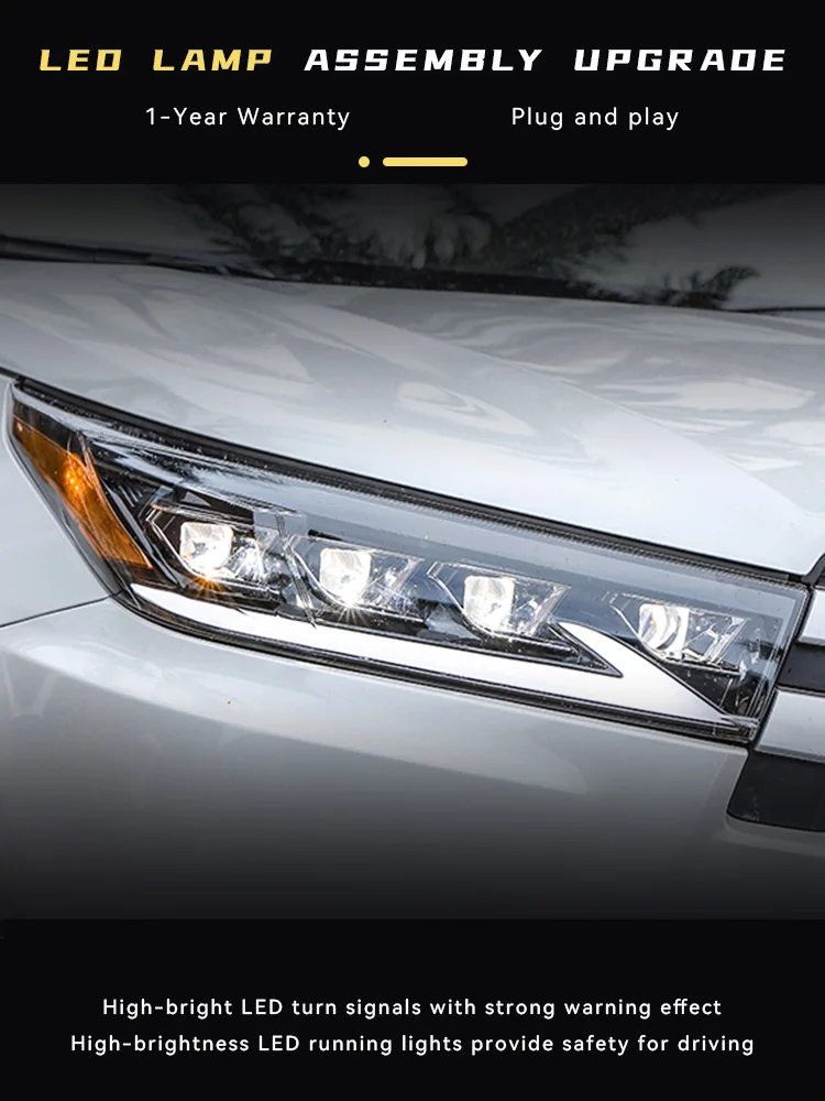 

Headights For Toyota Highlander 2018-2021 LED Front Light Projector Lens Bi Xenon Head Lamp DRL Automotive Tool Accessories