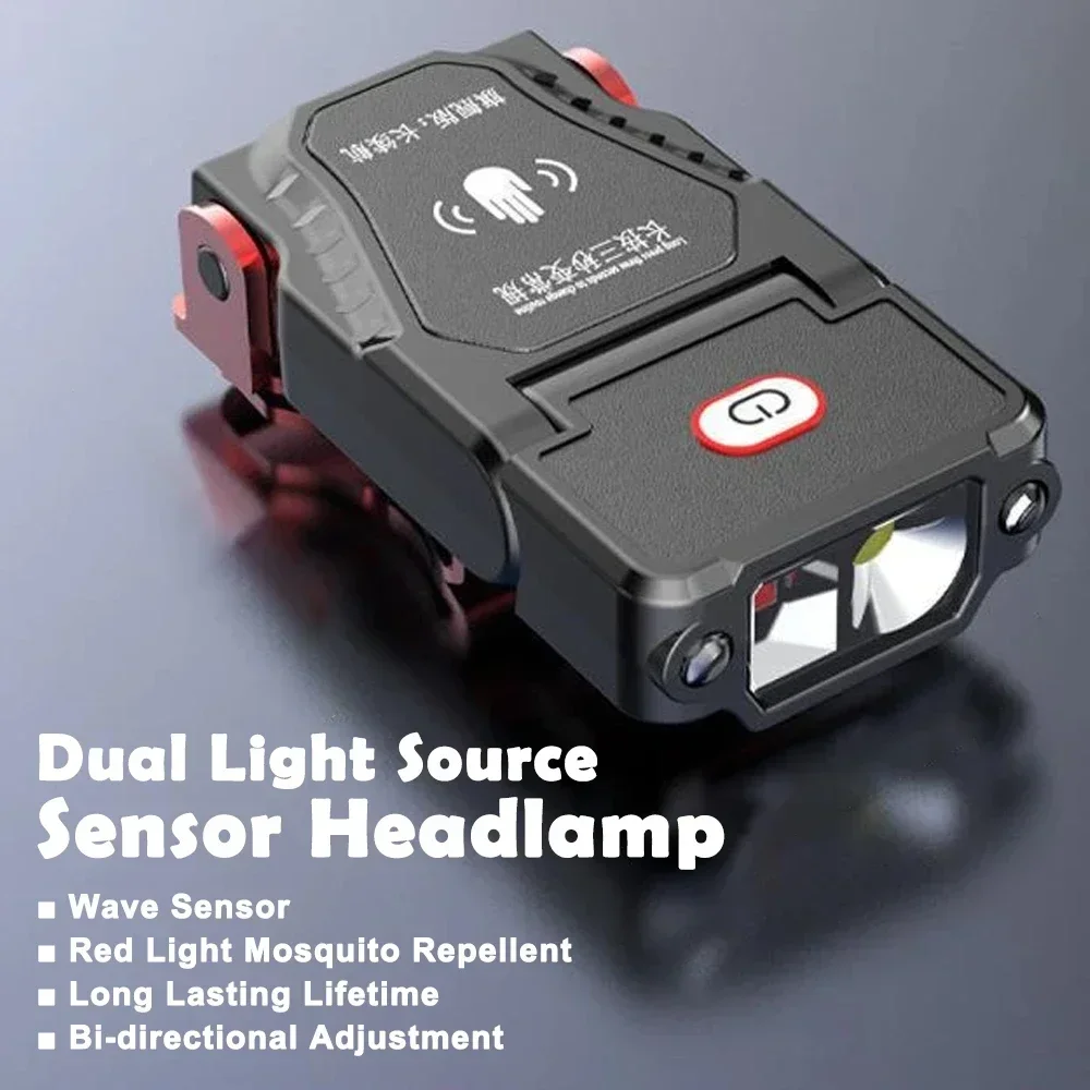 

Portable LED Headlamp Rechargeable Cap Clip Light Induction Super Bright Headlight Outdoor Waterproof Running Cycling Head Torch