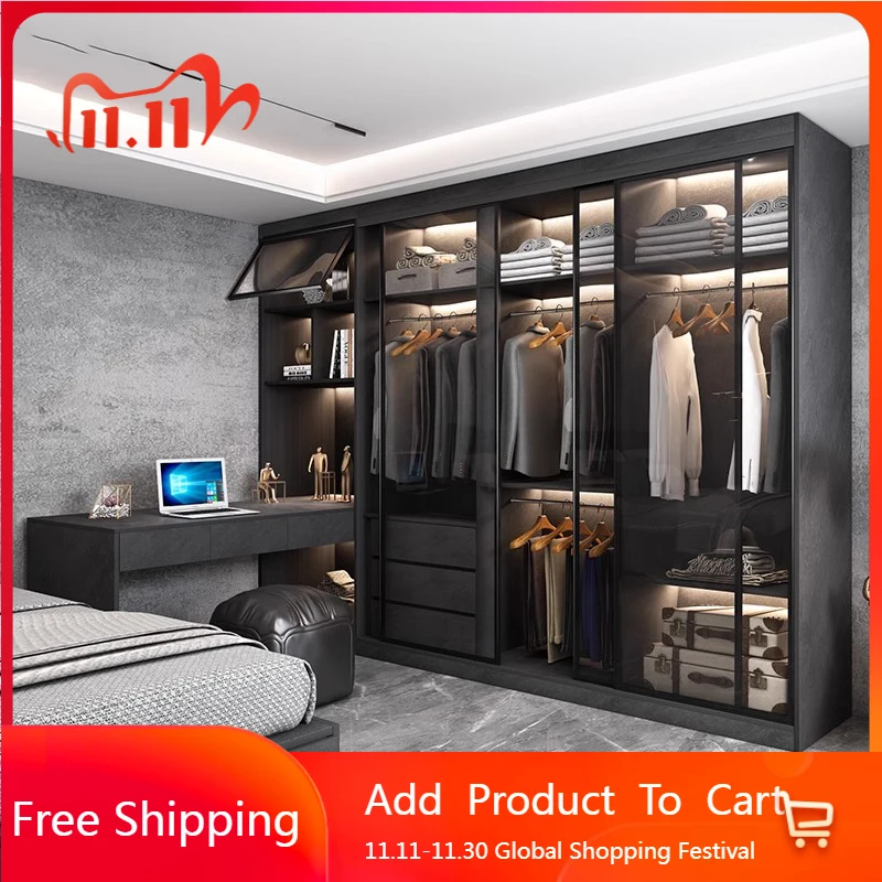 Partisi Lemari Ruang Tamu Kamar Tidur Kabinet Penyimpanan Plastik Lemari Pakaian Kain Nordic Modern Guarda Roupa Perabot Hotel