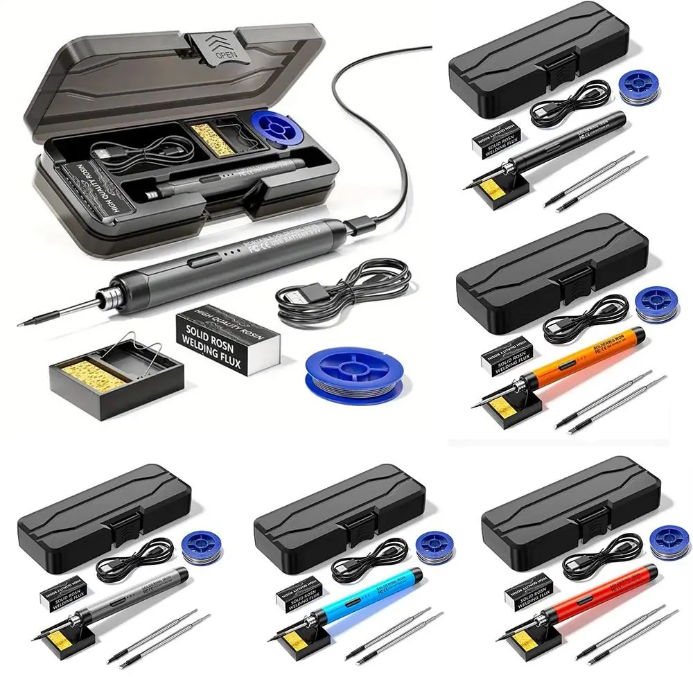 Wireless Electric Soldering Iron Set Adjustable Temperature Fast Heating Cordless Soldering Pen Set USB Rechargeable 5V 8W