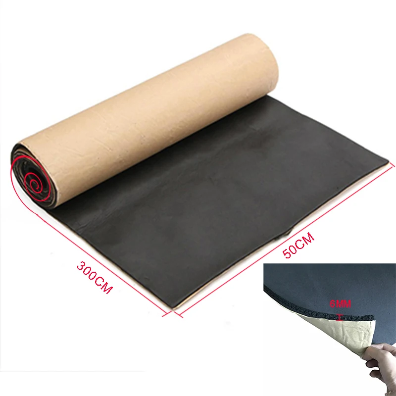 1pc 50x300cm Self-adhesive Sound Insulation Mat Car Floor Pad Foam Sponge