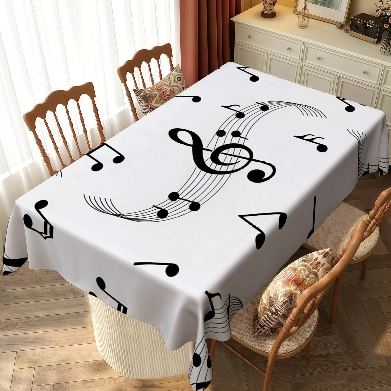 Music Note Tablecloth Waterproof Table Cover for Dining Room Party Decor Sheet