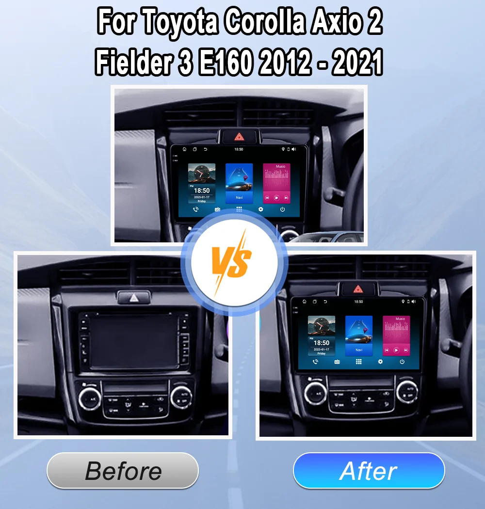 Android 16 For Toyota Corolla Axio 2 Fielder 3 E160 2012 - 2021 Auto Radio Multimedia Video Player Navigation Stereo GPS NO 2Din