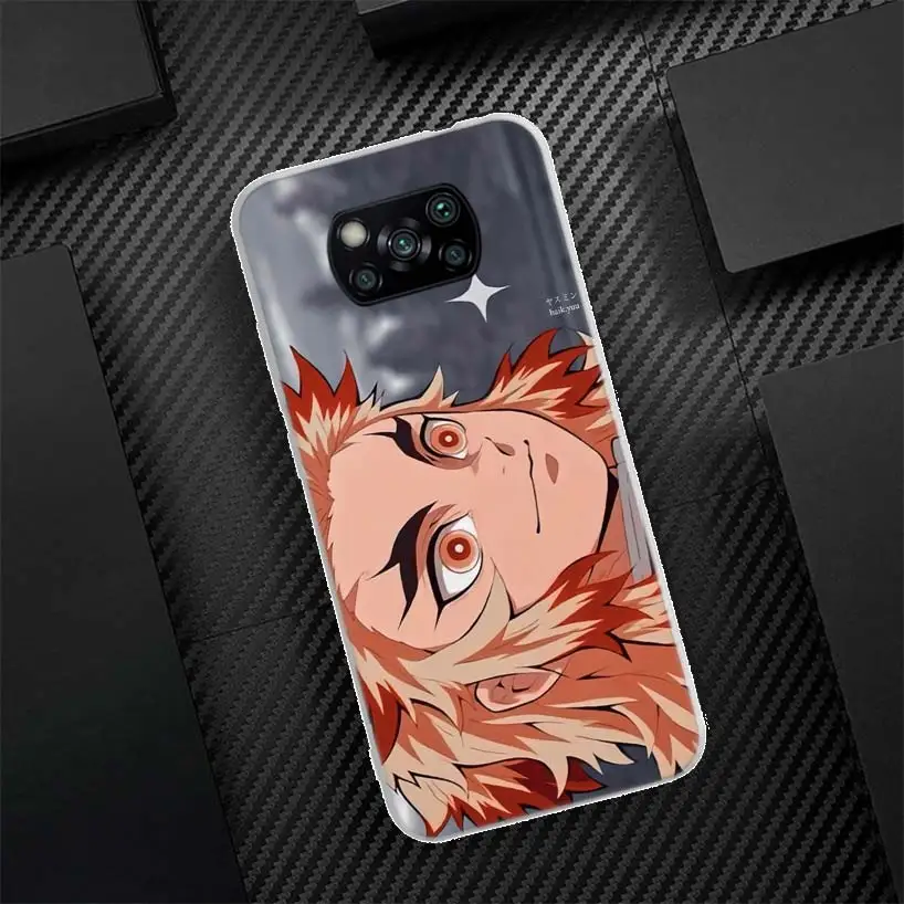 Kimetsu No Yaiba Demon Silicon Call Phone Case para Xiaomi Poco X3 NFC M3 F3 X4 X5 M4 Pro M2 F2 F1 Mi Note 10 Lite A1 A2 A3 CC9 C