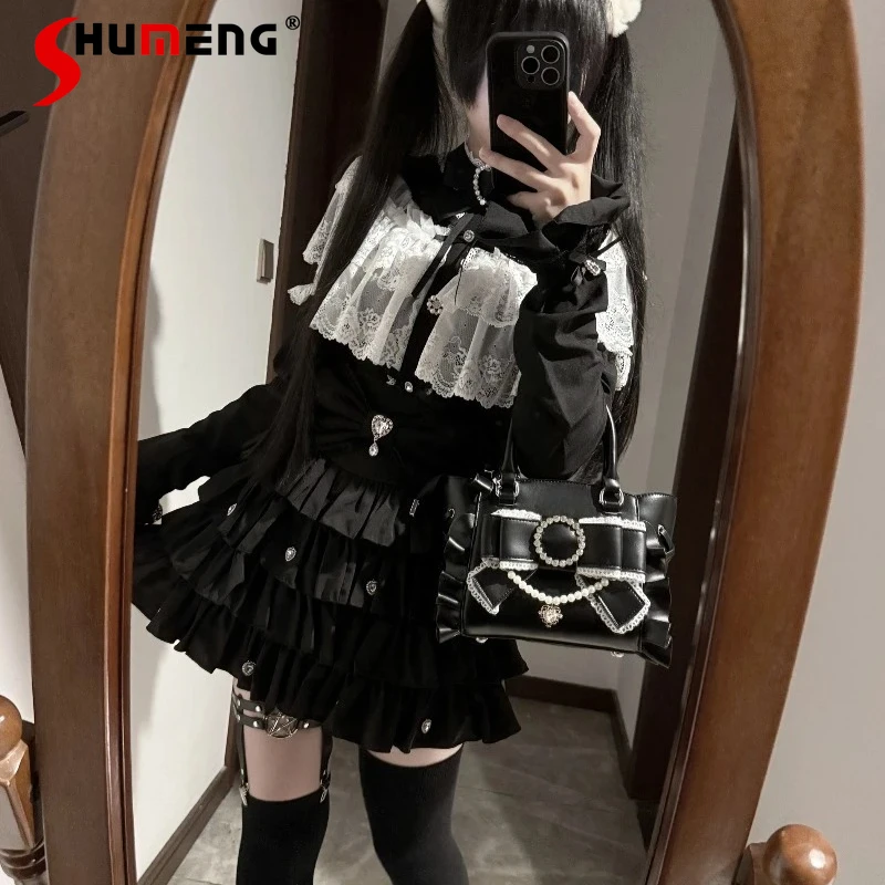 

Japanese Beautiful New Handbags Original Rojita Mine Series Style Sweet Cute Bag Lolita Shopping Bags Pink Black Colors Ladies