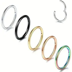 5Pcs 16G Nose Ring Hoop Stainless Steel Nose Piercing Nose Septum Ring Helix Ear Cartilage Earrings Piercing Punk Body Jewelry