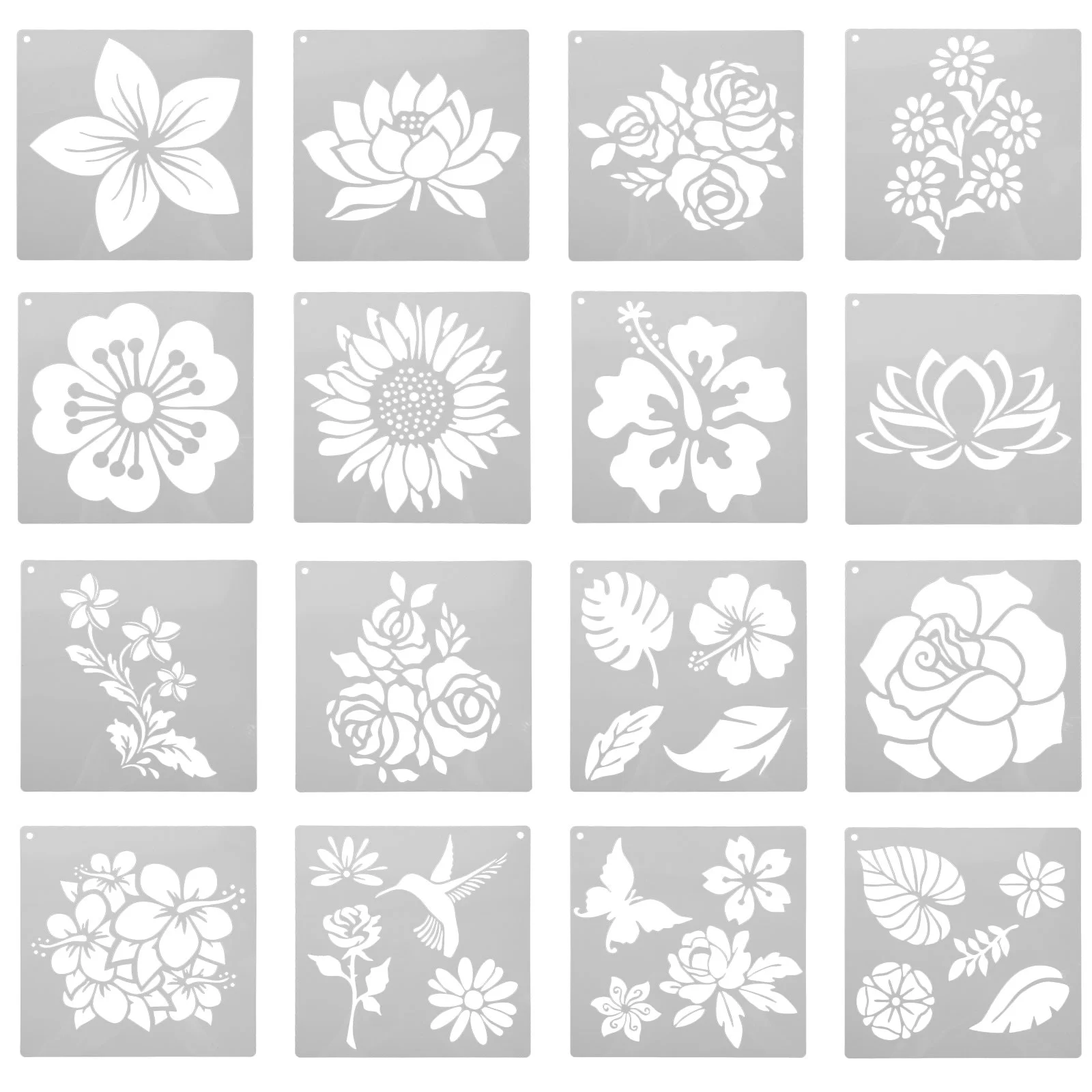 

16 Pcs Flower Drawing Template Stencils for Painting on Canvas The Flowers Plants Walls Molds