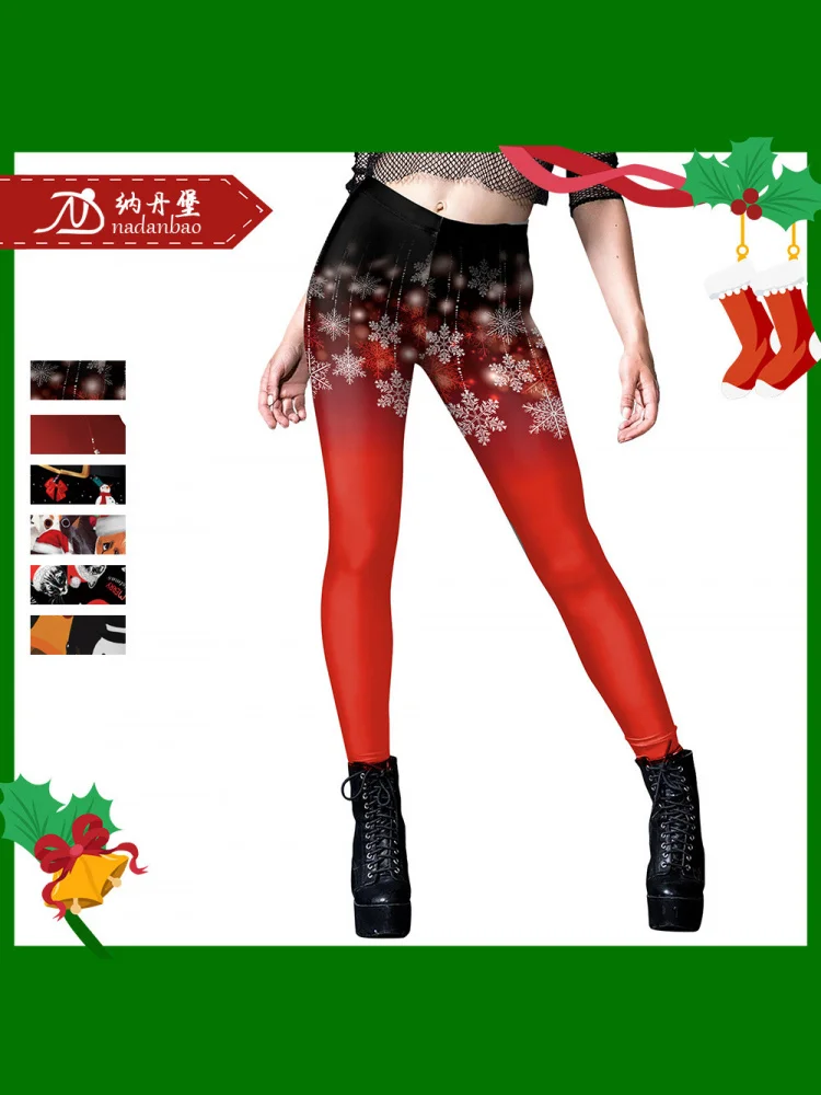 

Nadaburg Digital Print Yoga Pants Women's Long Trousers Snowflake Patterned Base Layer Pants Spring 2024 Faion Ladies' Bot