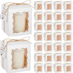 10/20Pcs Kraft Paper Candle Gift Boxes With Clear Window Packaging Supplies With Tags And Twine For Wedding Birthday Party Jewel
