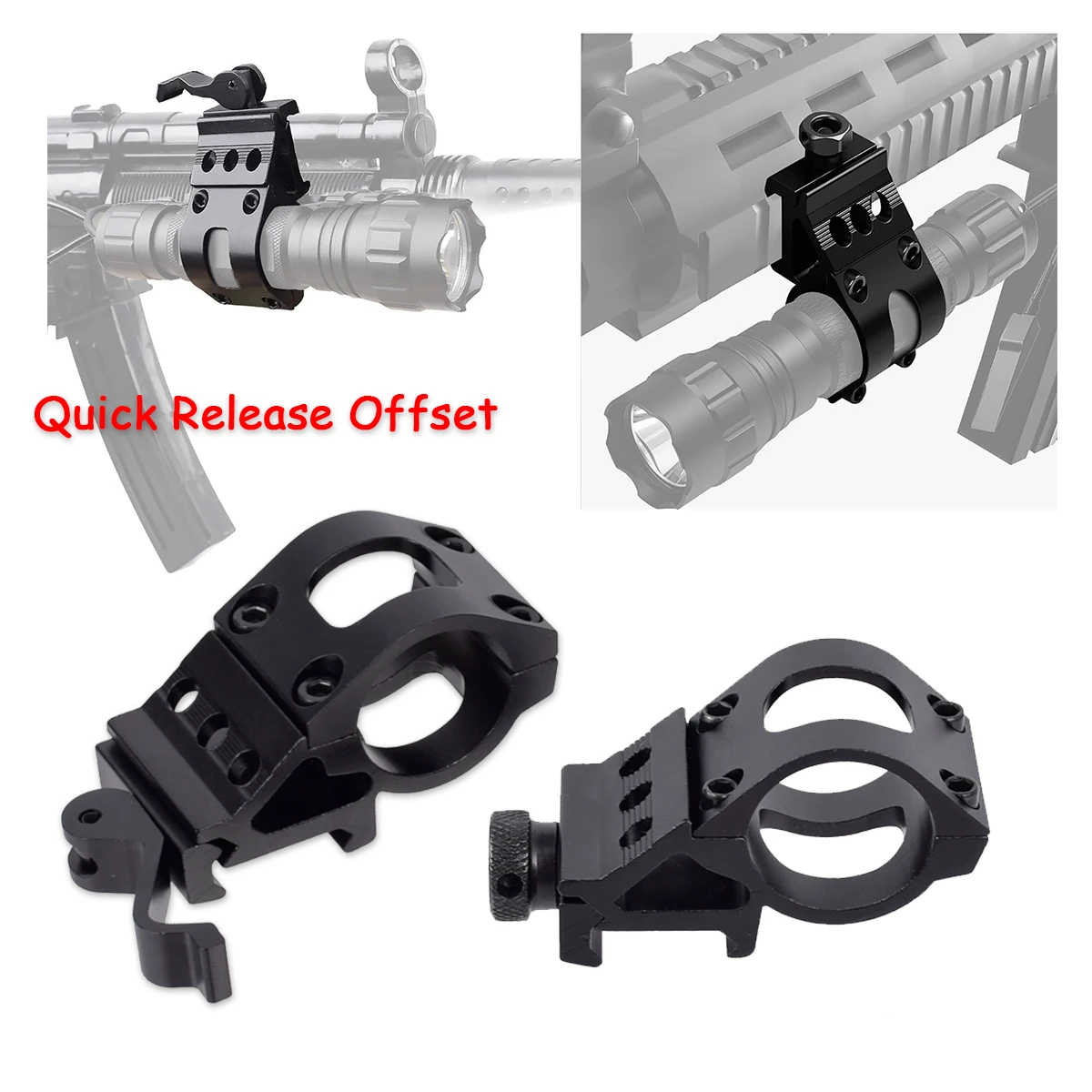 

Airsoft 25.4mm Quick Release Offset Flashlight Scope Mount 20mm Picatinny Rail Tactical 45 Degree Sight Hunting Gun Accessories