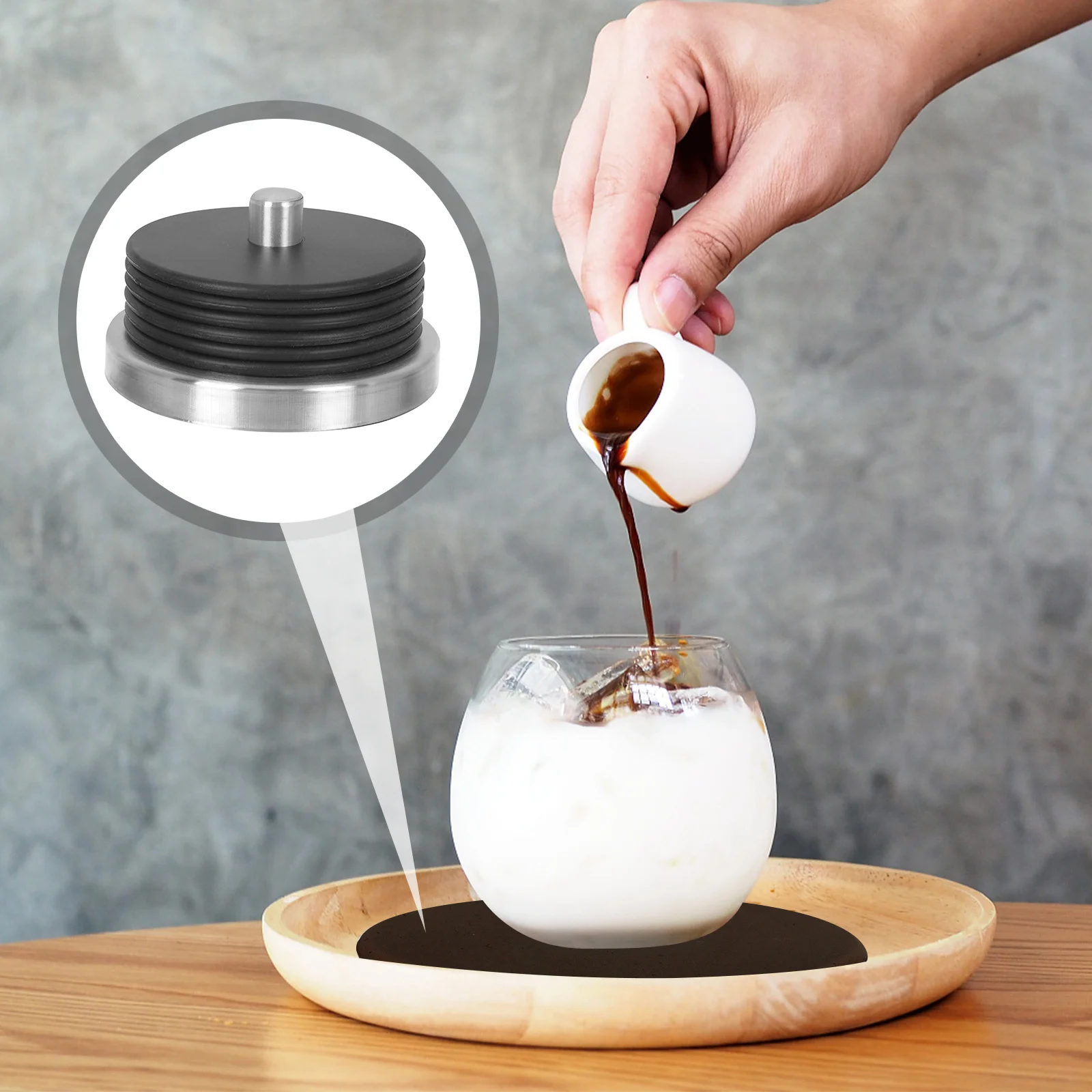 

1 set Silicone Coaster Set Round Heat Insulated Non-Slip Drink Coasters For Table Coffee Home Bar Accessories With Holder