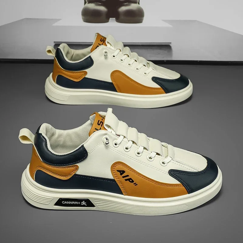 

Тенденция 2024, новая мужская обувь, кожаная модная мужская повседневная модная обувь с низким берцем, спортивная обувь для бега