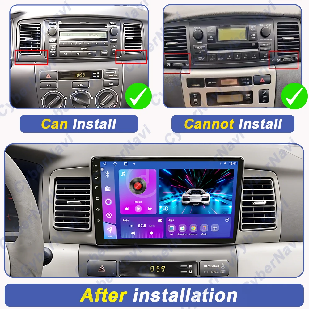 

Car Radio For Toyota Corolla E120 E130 2000-2004 Android Multimedia Player GPS Navigation Stereo Head Unit Carplay No 2 DIN DIN