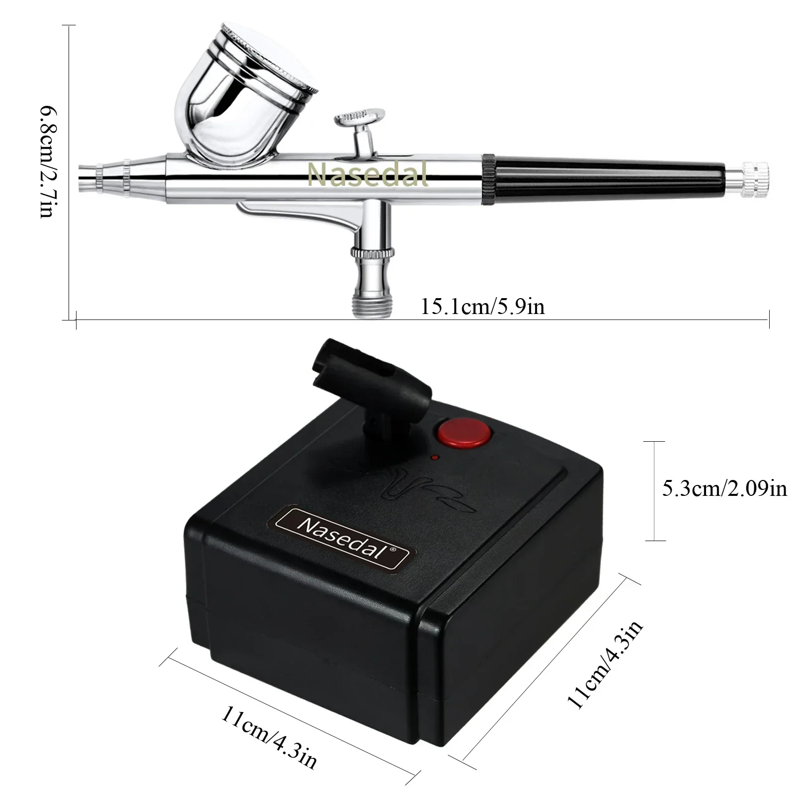 Imagem -05 - Nasedal 0.3 mm Aerógrafo 30psi Kit Compressor de ar Escova de ar Pistola para Modelo de Unhas Ferramenta de Pintura Bolo Peixe Carro Faça Você Mesmo Ferramenta de Pintura