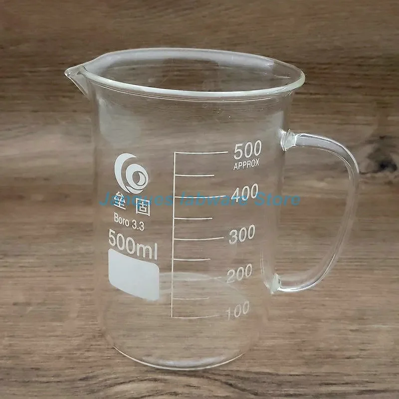 1 Stuk 50Ml Tot 2000Ml 3.3 Borosilicaatglas Beker Met Handvat Gegradueerd Glaswerk