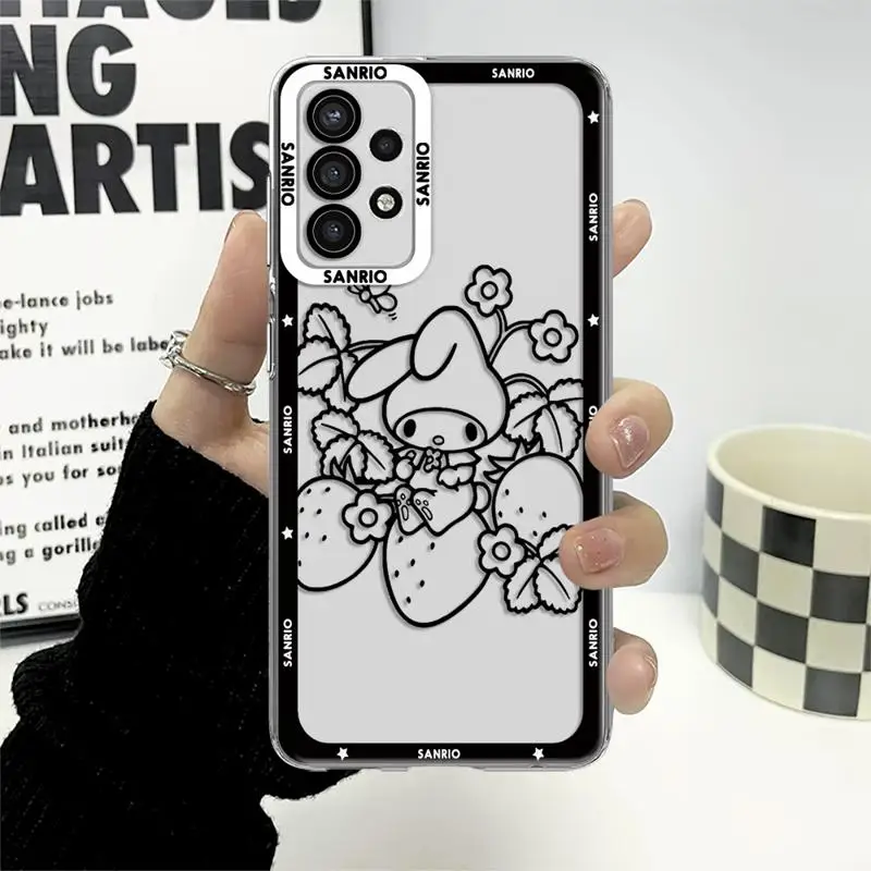 Melody Kuromi Cute Cartoo Phone Case For Samsung Galaxy A54 A53 A52 A14 5G A34 A12 A13 A32 A21s A23 A51 A33 A71 Clear Cover