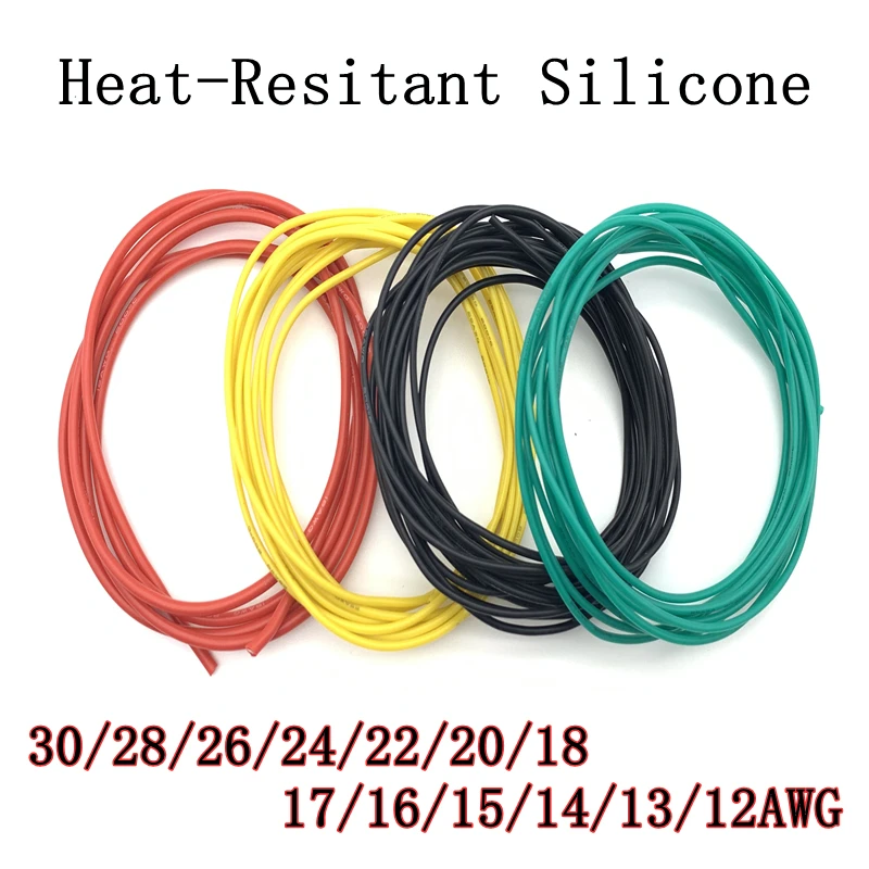 5M high quality cable wire Soft silicone wire 30/28/26/24/22/20/18/16/14/12/10/8 AW Tinned copper wire