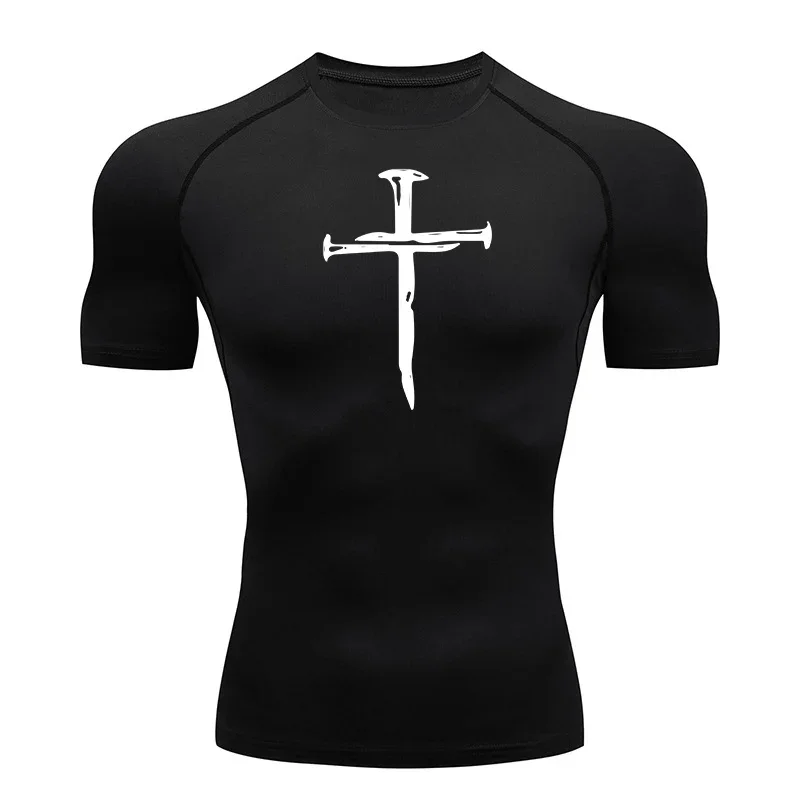 

Christian Workout Compression Shirts Athletic Quick Dry Tshirts Tees Mens Gym Fitness Undershirts Tops Short Sleeve Rash Guard