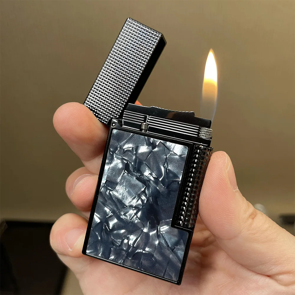 Genuine Steel Tone Lang Sound Side Hit Open Flame Sand Wheel Inflatable Lighter To Send Boyfriend High-end Gift Lighters