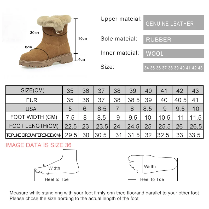 AIYUQI Women Snow Boots 2024 New Genuine Leather Large Size Winter Boots Women British Style Wool Warm  Marton Boots Women