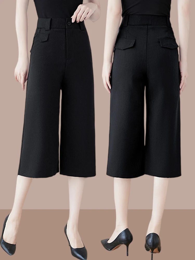 

Широкие брюки из ледяного шелка с высокой талией, свободного прямого кроя, тонкие, летние, новый стиль, для повседневной носки, корейская версия, с карманами