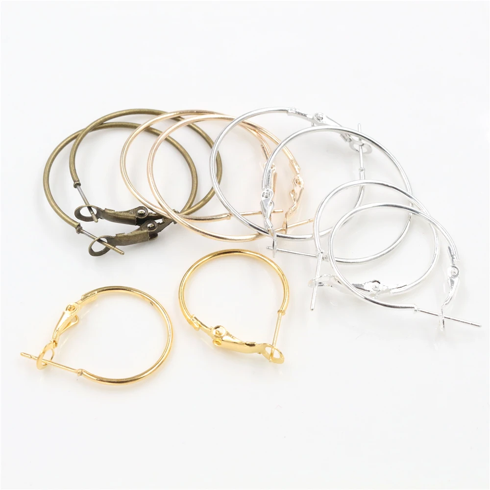 20pcs/Lot 15mm 20mm 25mm 30mm 5colors Plated Circle Round Hoop Round Big Circle Hoop Earrings DIY Women Jewelry Making