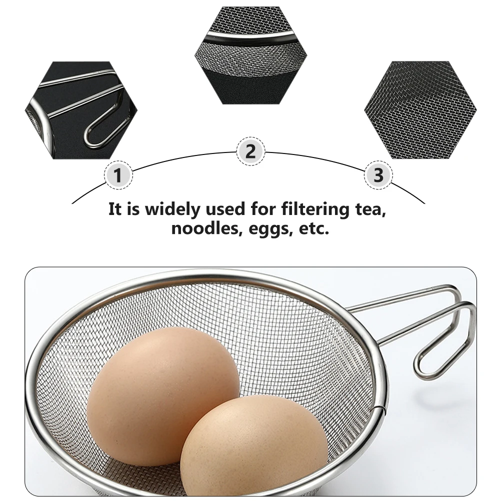 

1pc Stainless Steel Strainer Colander For Tea Noodles Eggs Filtering Kitchen Gadget Heat Resistant Silver Small Size