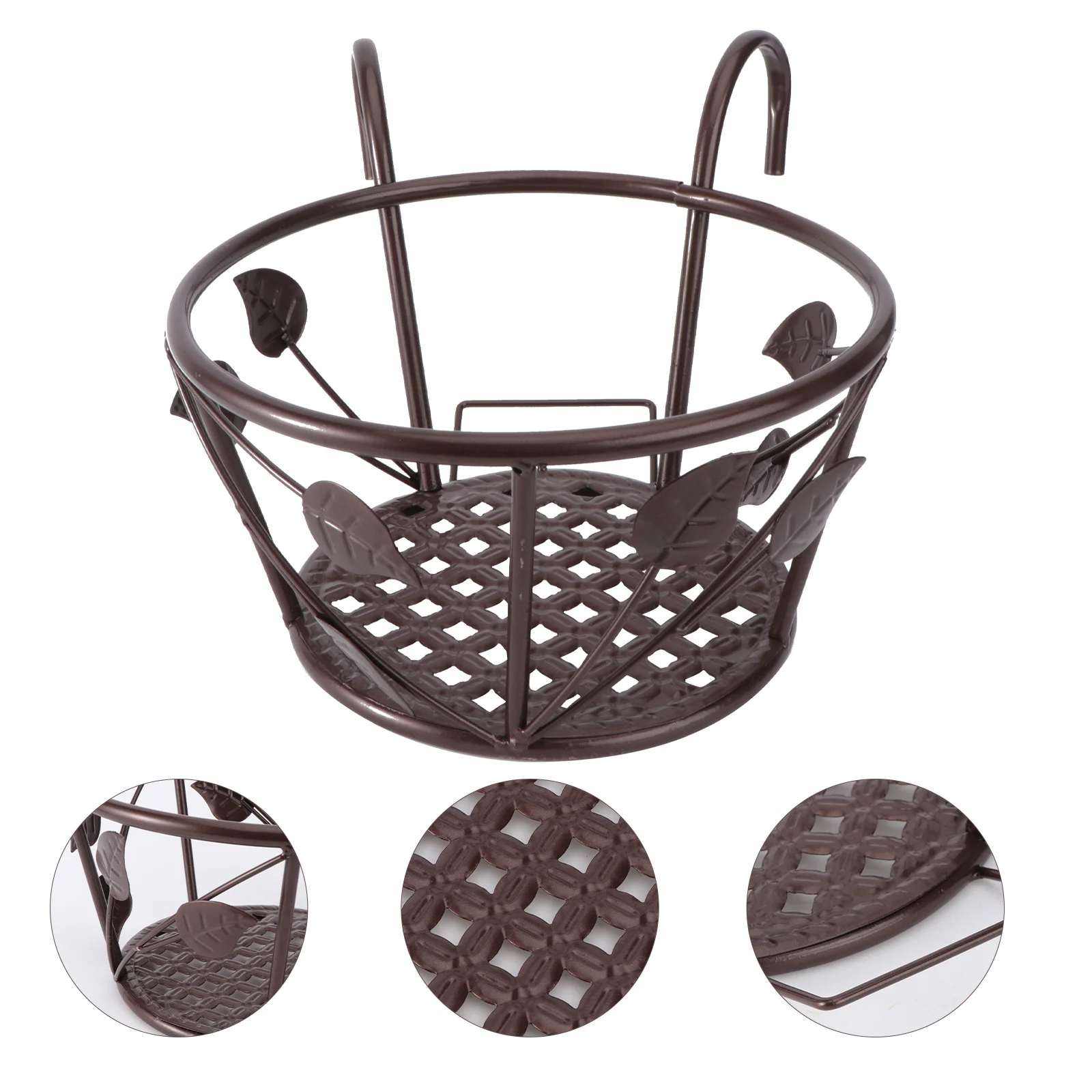 1 قطعة زهور معلقة الجرف الحديد الفن حامل شرفة درابزين حامل النبات 2 السنانير إطار سميك الزهرية تخزين الرف #6