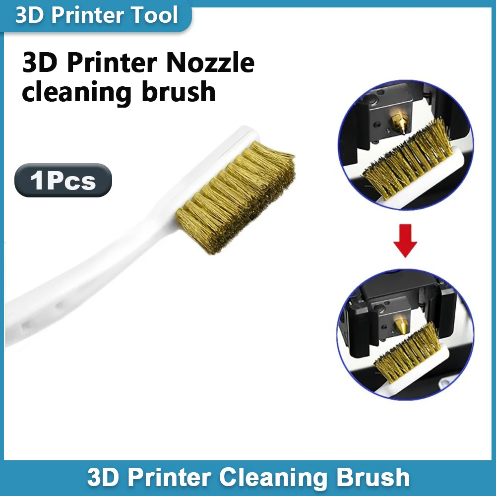 

3D Printer Nozzle Brush Cleaning Tool, Brass Wire Toothbrush Brass Brush with Curved Handle, Heated Bed Cleaning Parts