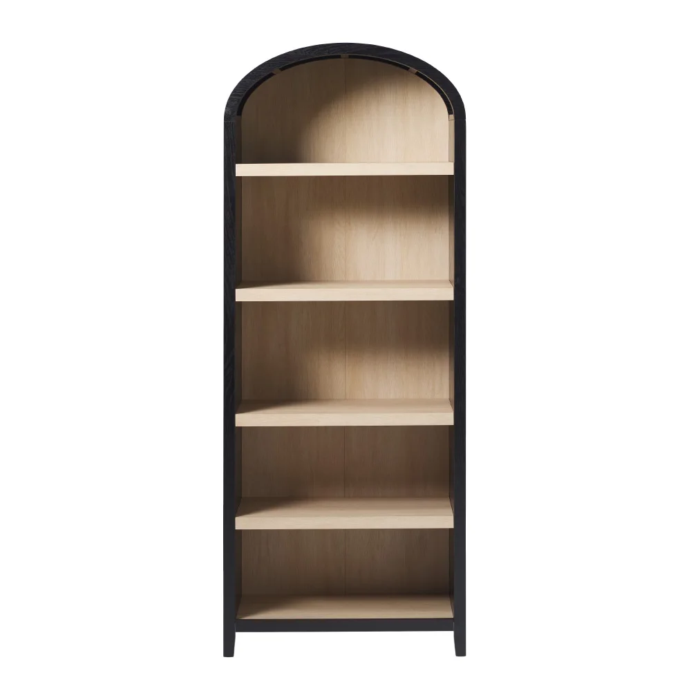 

Modern 5 Shelf Open Arched Bookshelf - Black