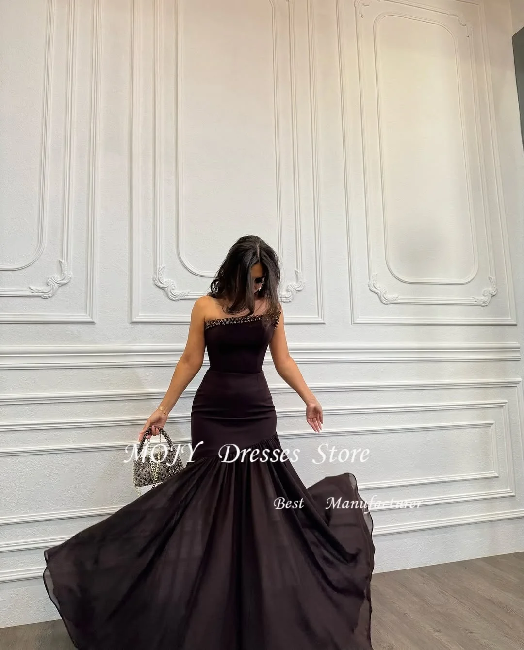 موجي مخصص مطابقة جيرسي حجر الراين الطية وشاح مستقيم فساتين طويلة حمالة فساتين مناسبة مخصصة رائعة مثير