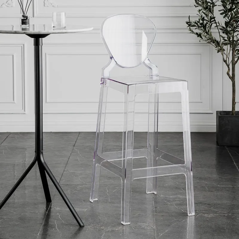 

Nordic Transparent Bar Chairs Modern Minimalist Acrylic Industrial Bar Stools Backrest Relaxing Sillas De Bar Home Decoration