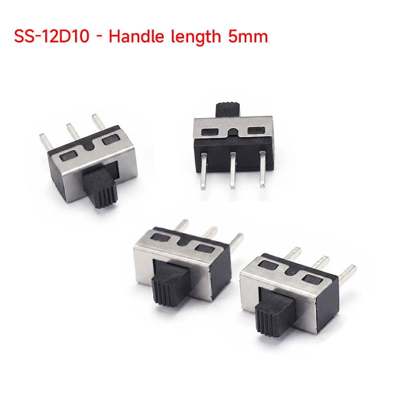 5pcs SS-12D10 Single-Row Vertical Power Switch with 5mm Vertical Handle Toggle Switch for Electronics