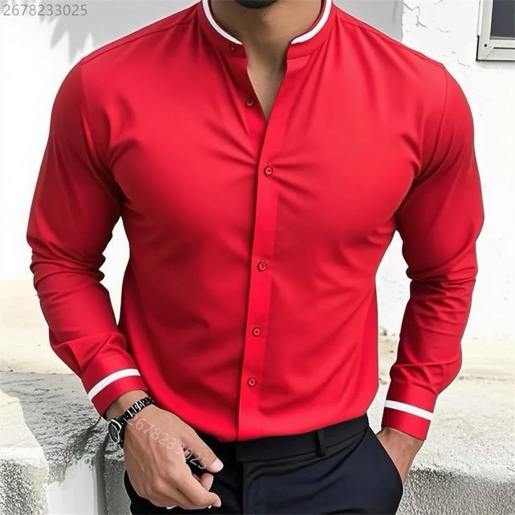 

16 colors men's shirts, solid color 3D printed Hawaiian shirts, business office high quality men's long sleeve tops XS-6XL