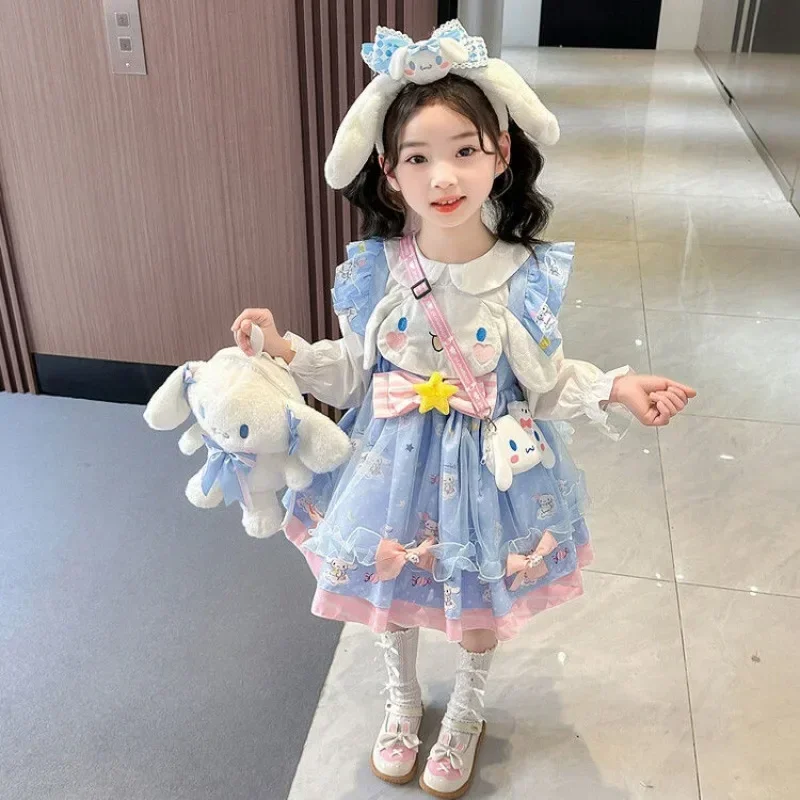 

Girly Heart Kawaii Cinnamoroll Anime Princess Dress Cute Children Sanrio Ins Long Sleeve Hooded Skirt Clothing Ins Gifts for Kid