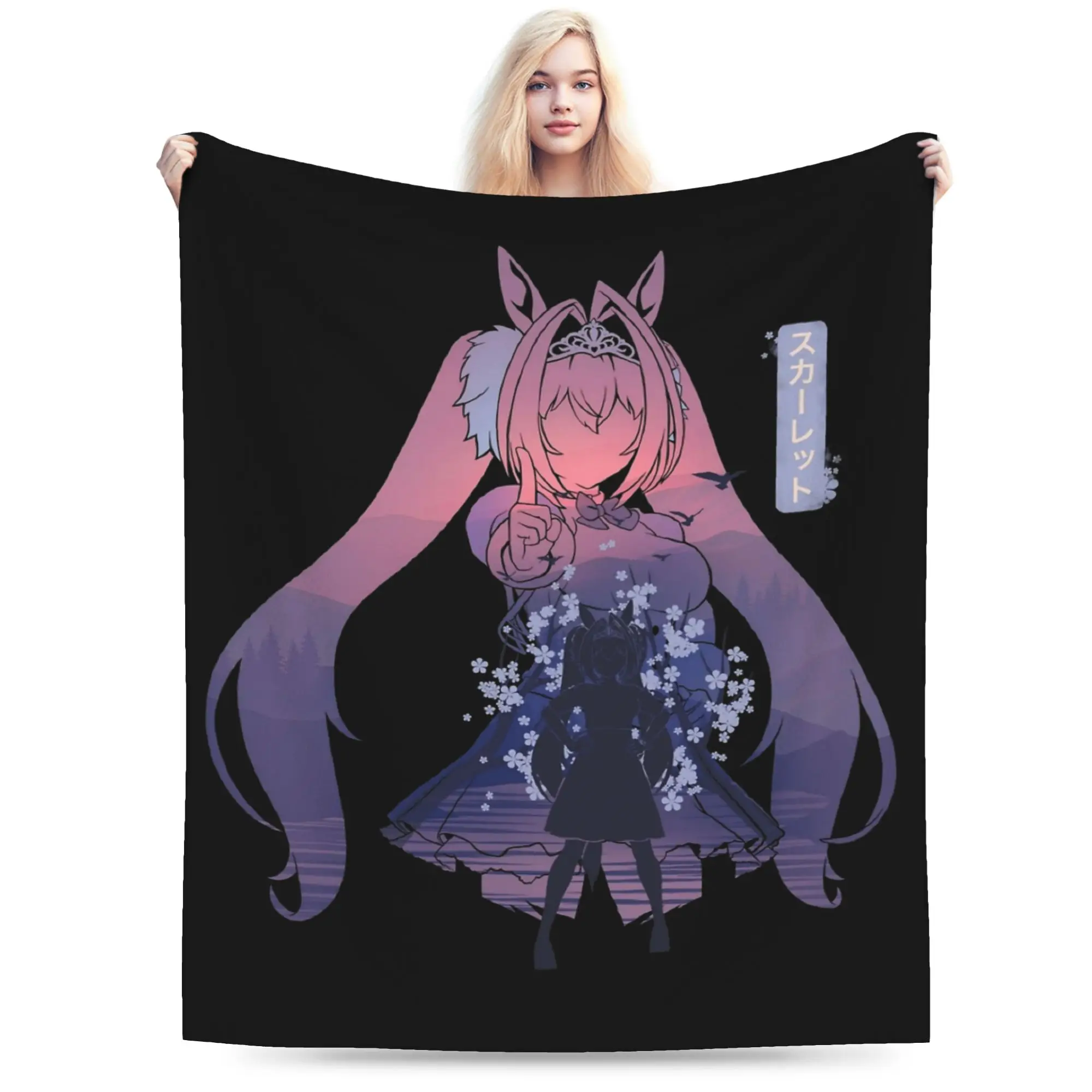 Daiwa Scarlet Uma Musume Anime Blanket Fleece All Season Breathable Lightweight Throw Blanket for Sofa Car Rug Piece