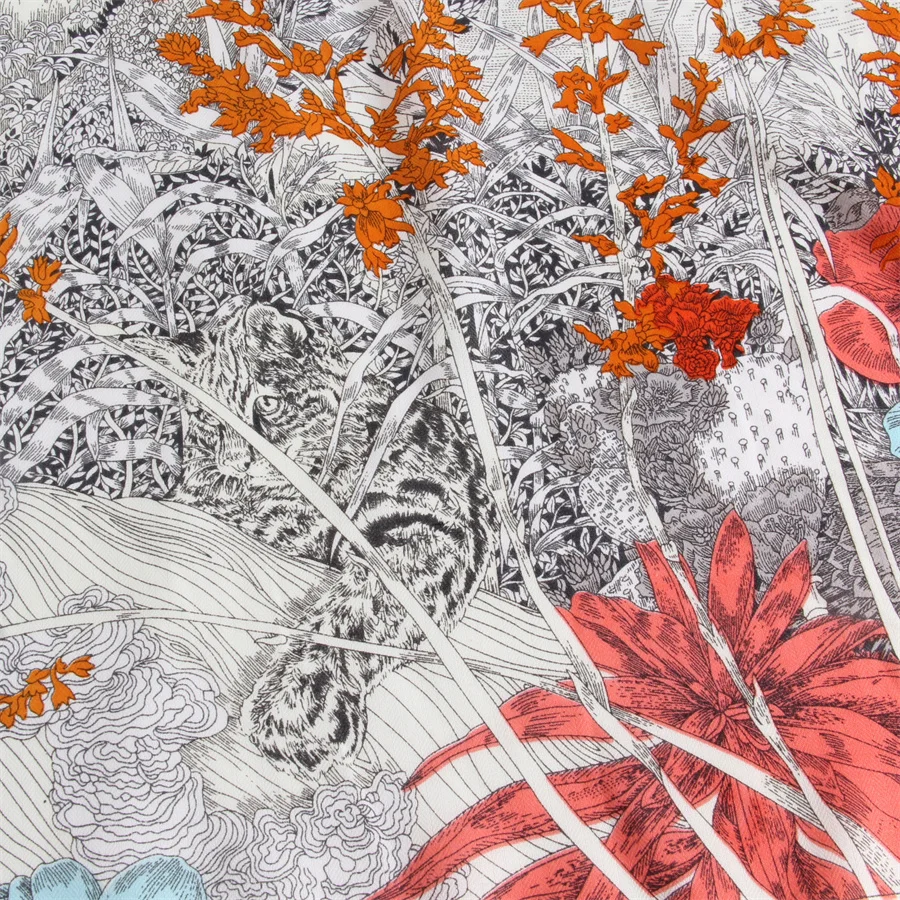 Pobing Seide Kaschmir Schal Frauen Hand gerollt Foraast City Print quadratische Schals Wraps Bandana große Hijabs weibliche Foulard 135cm – Detail 12