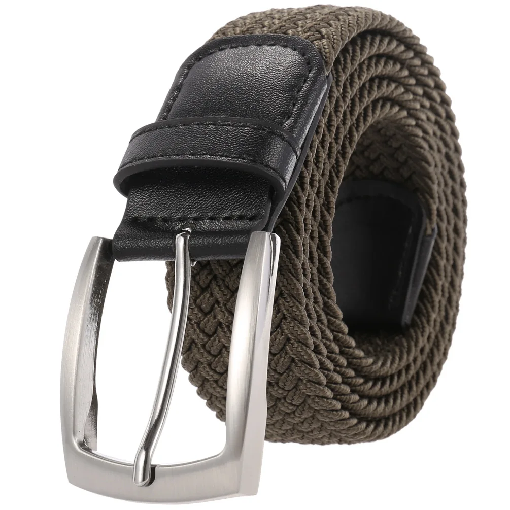 Stretch Canvas Leather Belts for Men Female Casual Knitted Woven Military Tactical Strap Male Elastic Belt for Pants Jeans Men\'s