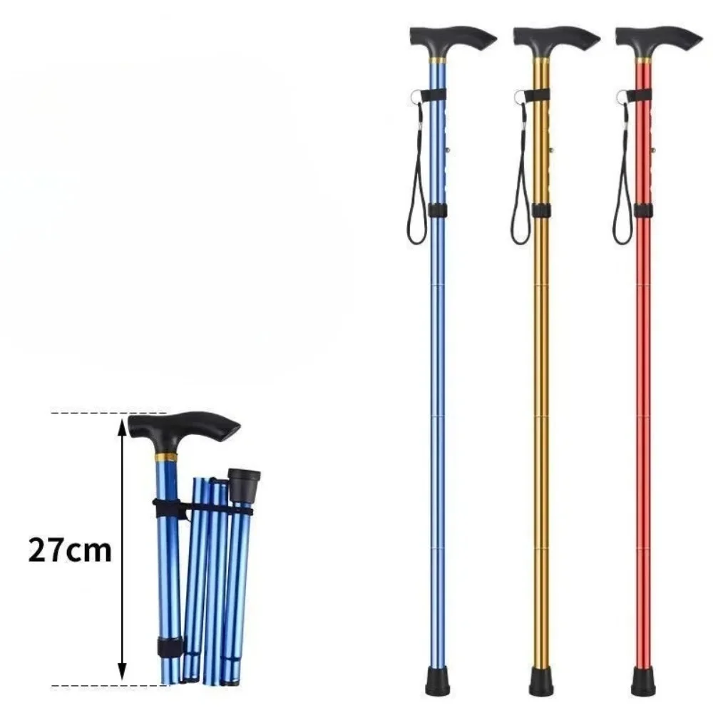 Multifunction Walking Stick Trekking Poles Telescopic Fold Crutches Hiking Stick Crutch Elderly Metal Stick Walking Cane Outdoor