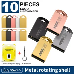 10Pcs/lot Metal USB Flash Drive 4GB 8GB Hot Sale Pen Drive 16GB 32GB cle USB Stick Memory Pendrive 64GB 128GB Free Custom Logo