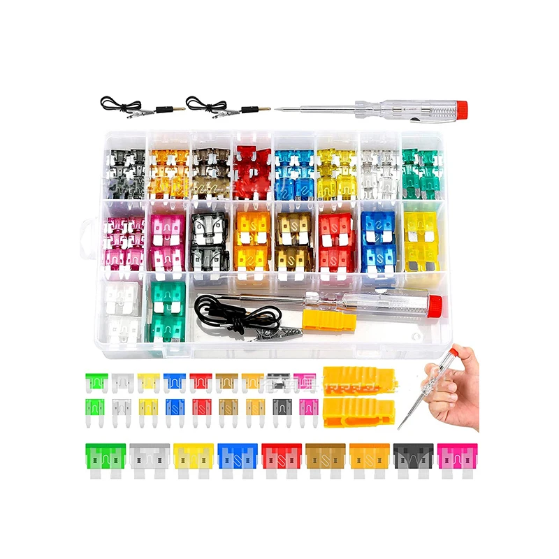 Carro fusível lâmina teste pen set, pequeno e médio mini zinco placa, inserir tipo, 306pcs